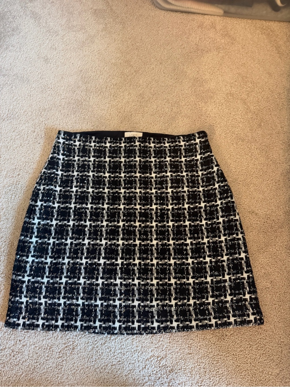 LOFT Black and White Tweed Mini Skirt